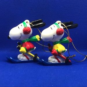 2 Snoopy Ski Ornaments